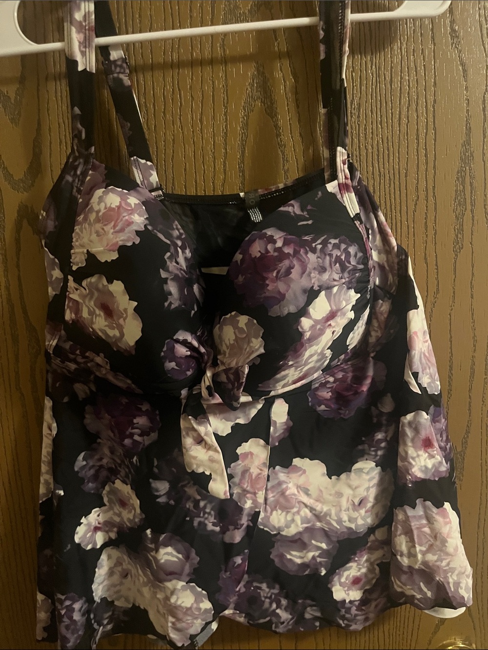 torrid Black Tankini Top with Purple and White Floral Print